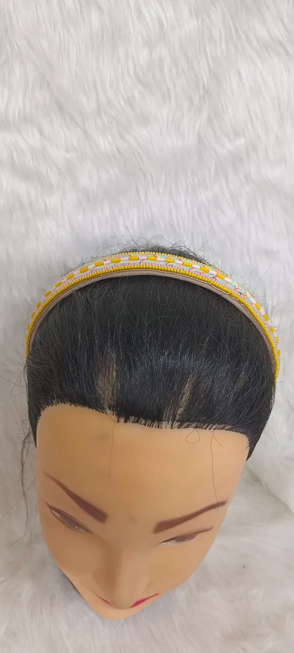 Yellow_Pink_Beaded_Braided_Hairband_For_Women