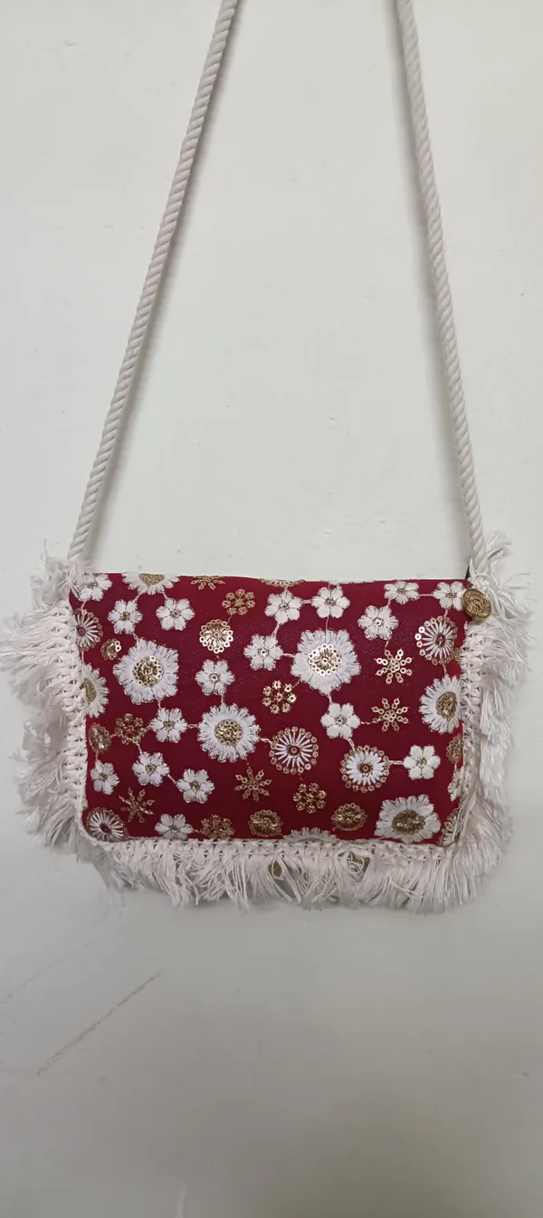Maroon_Cotton_Embroidered_Fringe_Sling_Bag_For_Women