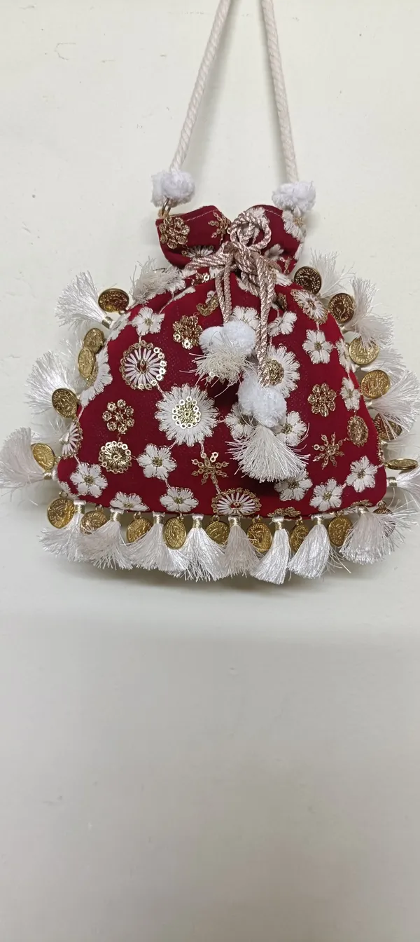 Maroon_Cotton_Embroidered_Potli_Bag_With_Tassels_For_Women