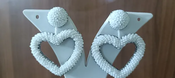 White_Beaded_Heart_Shape_Drop_Earrings_For_Women
