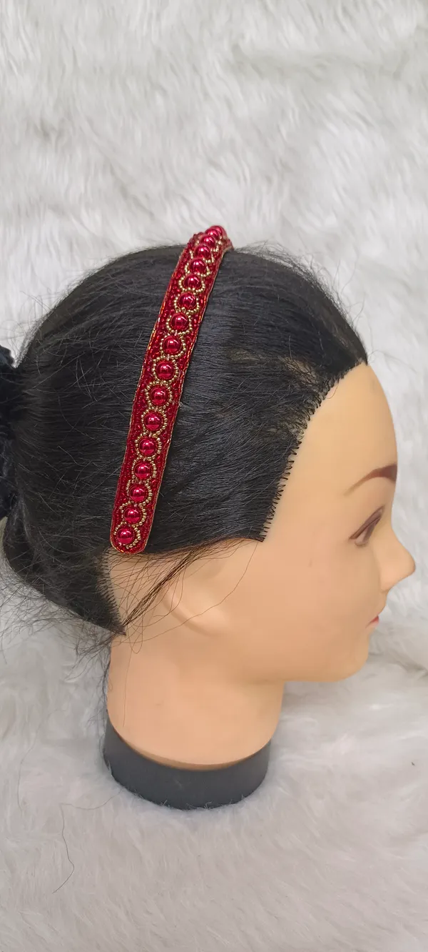 Red_Satin_Pearl_Beaded_Embellished_Hairband_For_Women