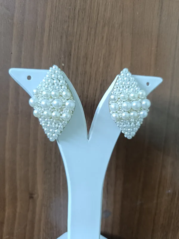 White_Pearl_Cluster_Studded_Statement_Earrings_For_Women
