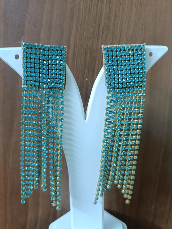 Turquoise_Crystal_Studded_Tassel_Drop_Earrings_For_Women
