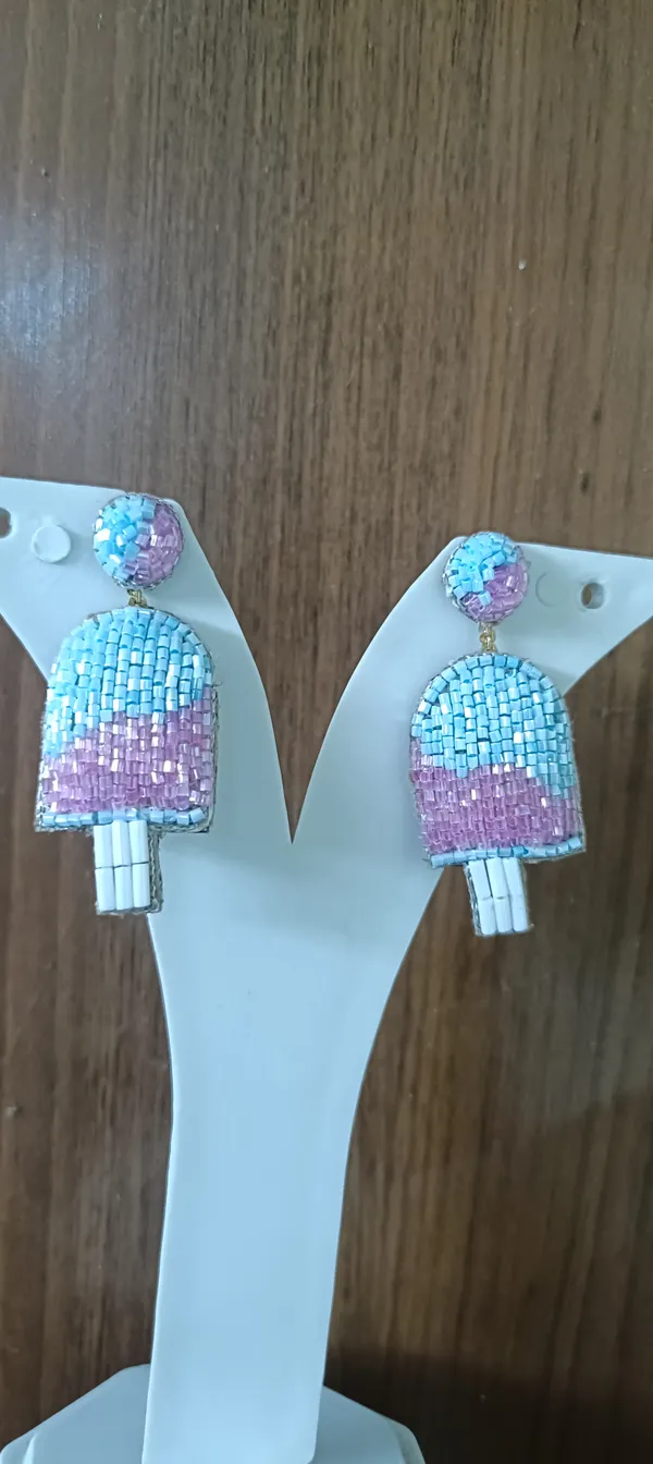 Blue_Pink_Beaded_Ice_Cream_Drop_Earrings_For_Women