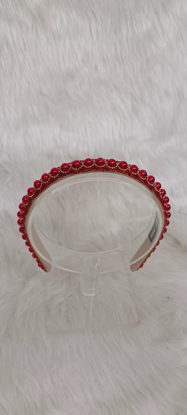 Red_Satin_Beaded_Pearl_Embellished_Hairband_For_Women