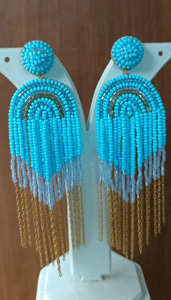 Turquoise_Beaded_Fringe_Tassel_Drop_Earrings_For_Women