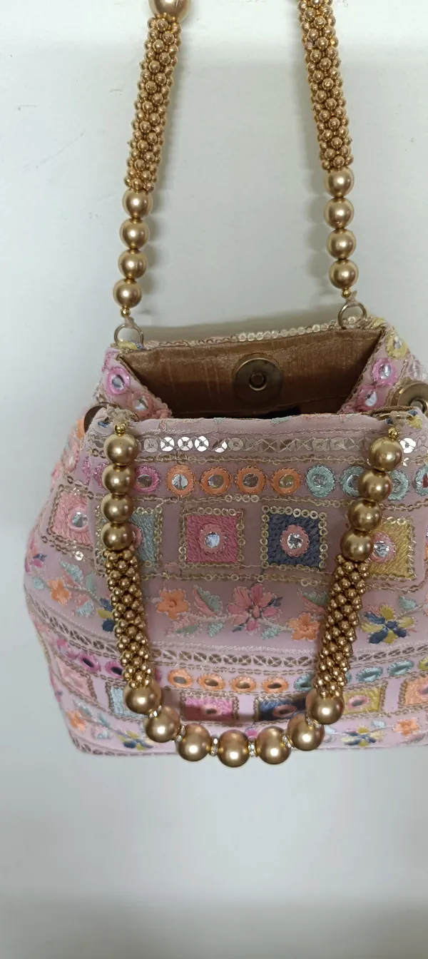 Pink_Cotton_Embroidered_Mirror_Work_Beaded_Handle_Potli_Handbag_For_Women