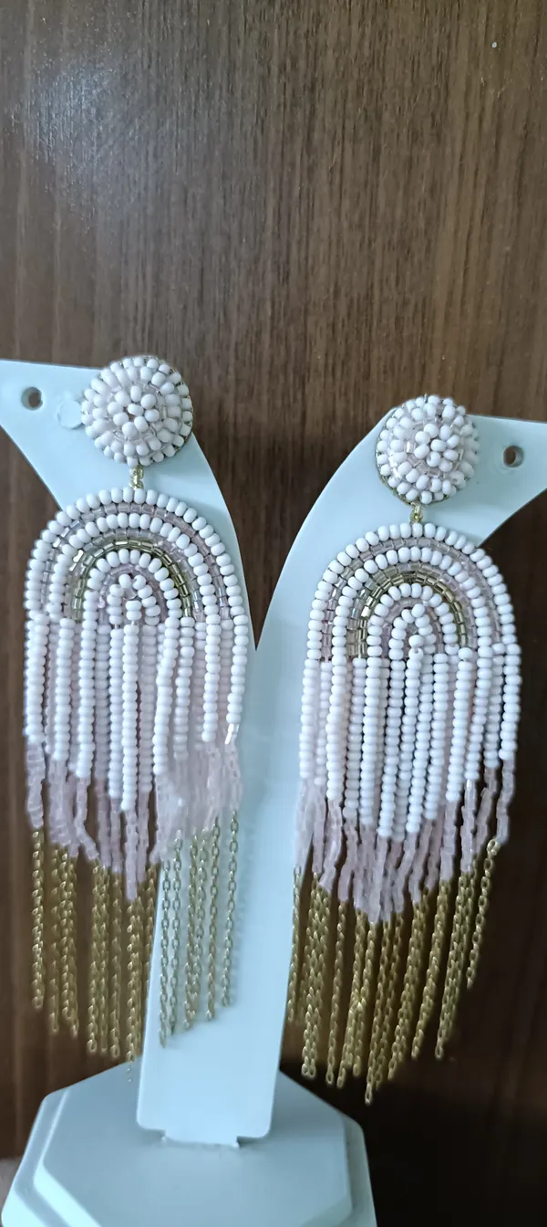 Baby_Pink_Beaded_Tassel_Fringe_Statement_Earrings_For_Women