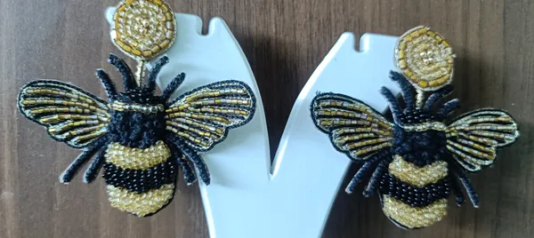 Gold_Beaded_Bee_Shaped_Stud_Earrings_For_Women