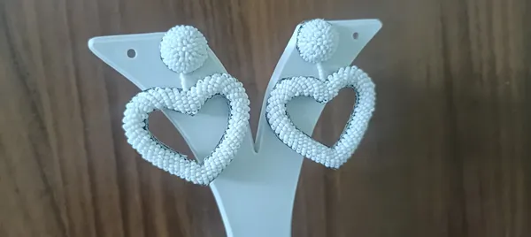 White_Beaded_Heart_Shape_Drop_Earrings_For_Women