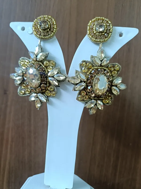 Gold_Beaded_Floral_Stone_Studded_Drop_Earrings_For_Women