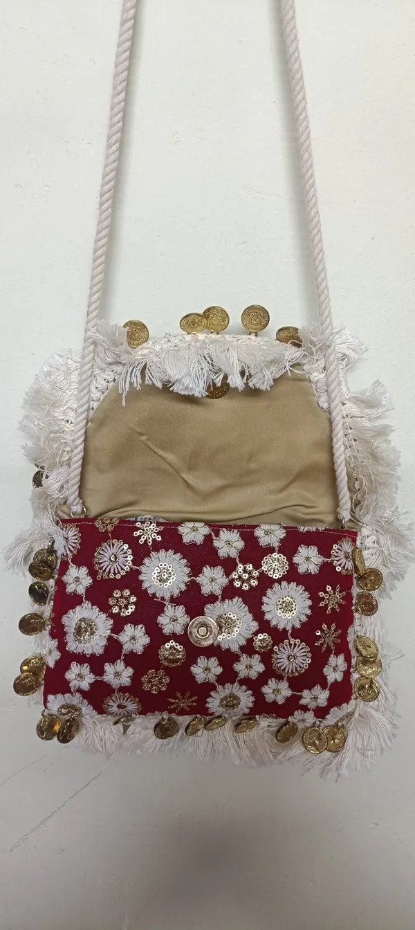 Maroon_Cotton_Embroidered_Fringe_Sling_Bag_For_Women