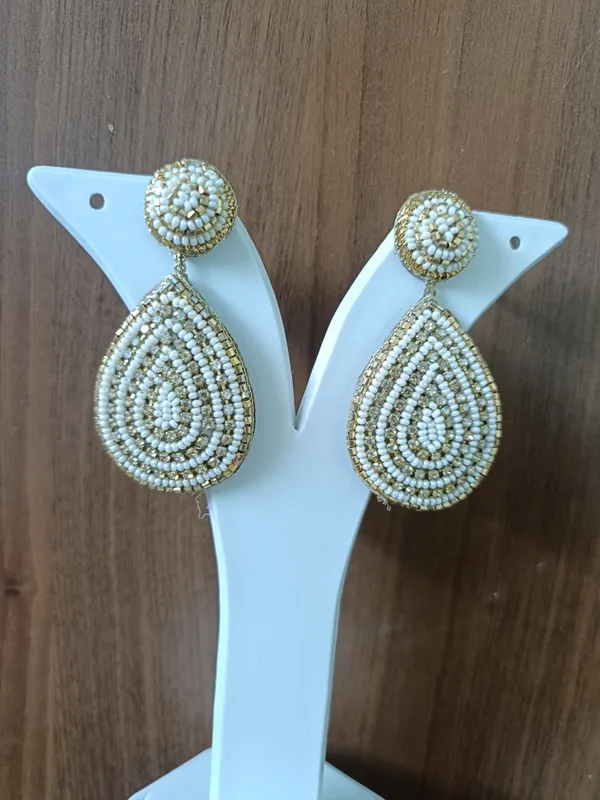White_Gold_Beaded_Teardrop_Dangler_Earrings_For_Women