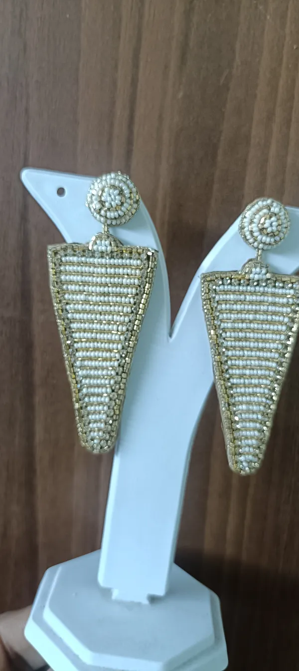 White_Gold_Beaded_Triangle_Drop_Earrings_For_Women