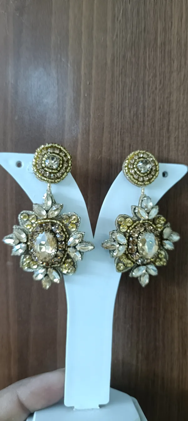 Gold_Beaded_Floral_Stone_Studded_Drop_Earrings_For_Women