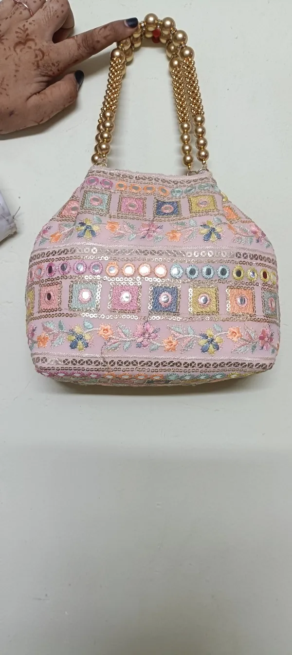 Pink_Cotton_Embroidered_Mirror_Work_Beaded_Handle_Potli_Handbag_For_Women