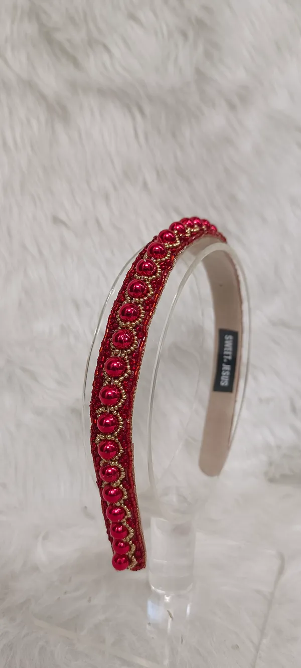 Red_Satin_Pearl_Beaded_Embellished_Hairband_For_Women