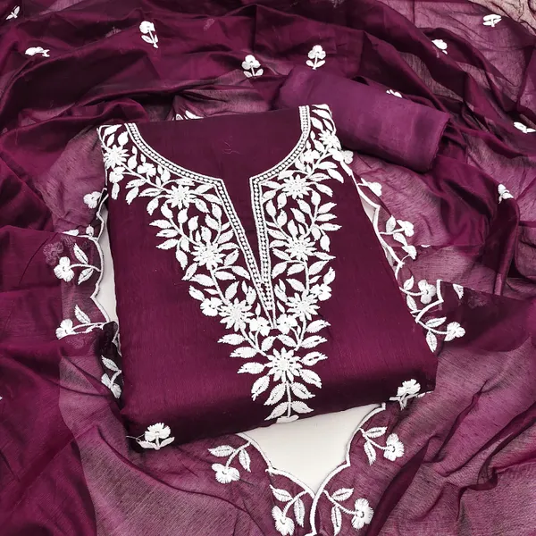 Purple_Chanderi_Cotton_Salwar_Suit_Dress_Material_Set_With_Elegant_White_Thread_Work_Unstitched_For_Women