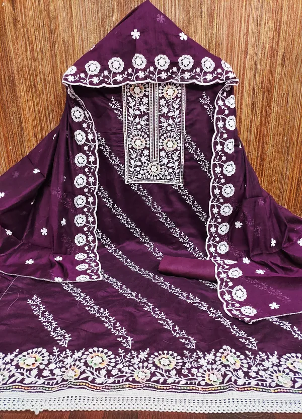 Purple_Chanderi_Cotton_Salwar_Suit_Dress_Material_With_Heavy_White_Thread_Work_&_Embroidered_Dupatta_Unstitched