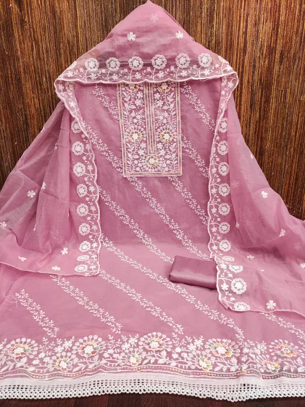 Pink_Chanderi_Cotton_Salwar_Suit_Dress_Material_With_Heavy_White_Thread_Work_&_Embroidered_Dupatta_Unstitched