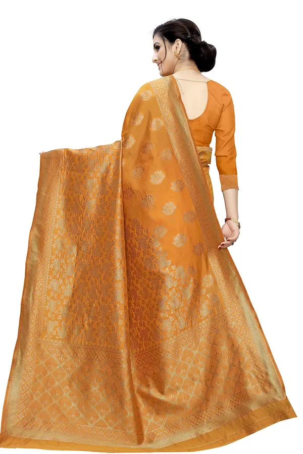 Gold_Poly_Silk_Jacquard_Premium_&_Elegant_Banarasi_Kanjivaram_Saree_With_Blouse_Piece_For_Women