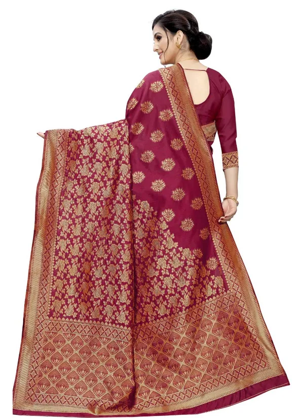 Magenta_Silk___Premium_&_Elegant_Banarasi_Kanjivaram_Saree_With_Blouse_Piece_For_Women
