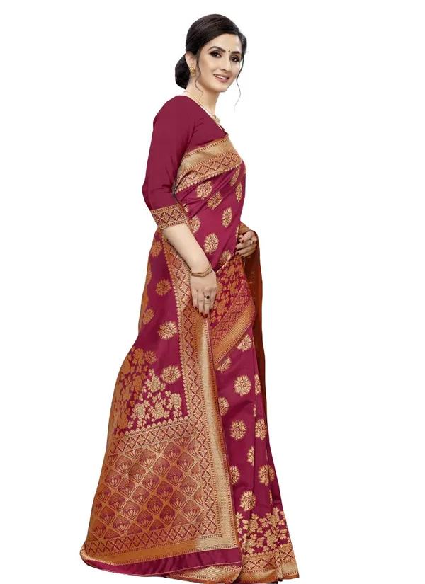 Magenta_Silk___Premium_&_Elegant_Banarasi_Kanjivaram_Saree_With_Blouse_Piece_For_Women