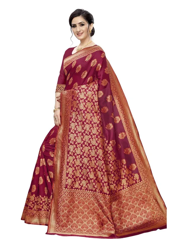 Magenta_Silk___Premium_&_Elegant_Banarasi_Kanjivaram_Saree_With_Blouse_Piece_For_Women