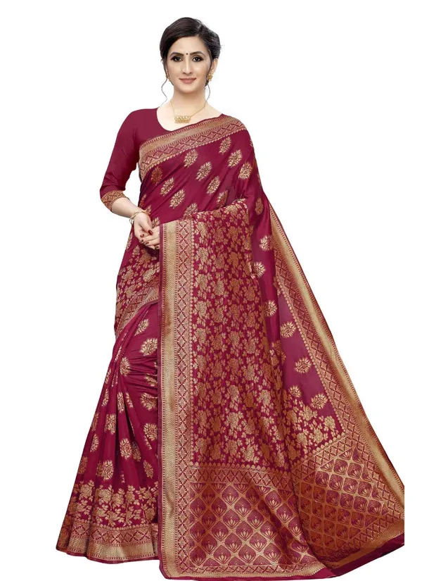 Magenta_Silk___Premium_&_Elegant_Banarasi_Kanjivaram_Saree_With_Blouse_Piece_For_Women