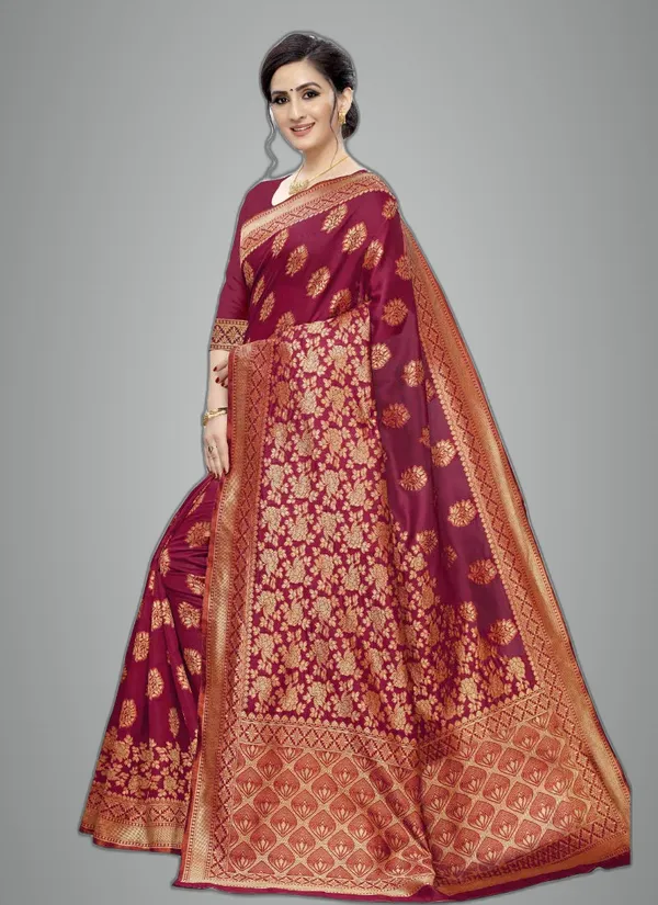 Magenta_Silk___Premium_&_Elegant_Banarasi_Kanjivaram_Saree_With_Blouse_Piece_For_Women