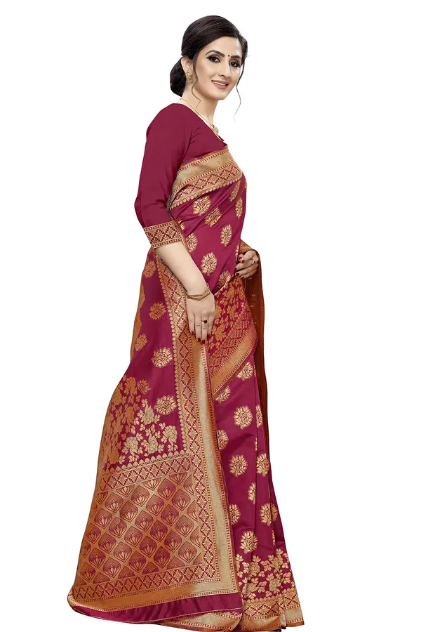 Maroon_Poly_Silk_Jacquard_Premium_&_Elegant_Banarasi_Kanjivaram_Saree_With_Blouse_Piece_For_Women