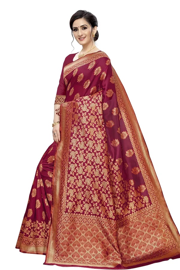 Maroon_Poly_Silk_Jacquard_Premium_&_Elegant_Banarasi_Kanjivaram_Saree_With_Blouse_Piece_For_Women