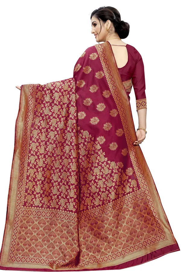 Maroon_Poly_Silk_Jacquard_Premium_&_Elegant_Banarasi_Kanjivaram_Saree_With_Blouse_Piece_For_Women