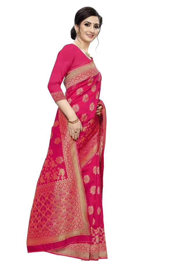 Pink_Silk_Jacquard_Premium_&_Elegant_(_Jacquard_)_Banarasi_Saree_With_Blouse_Piece_For_Women