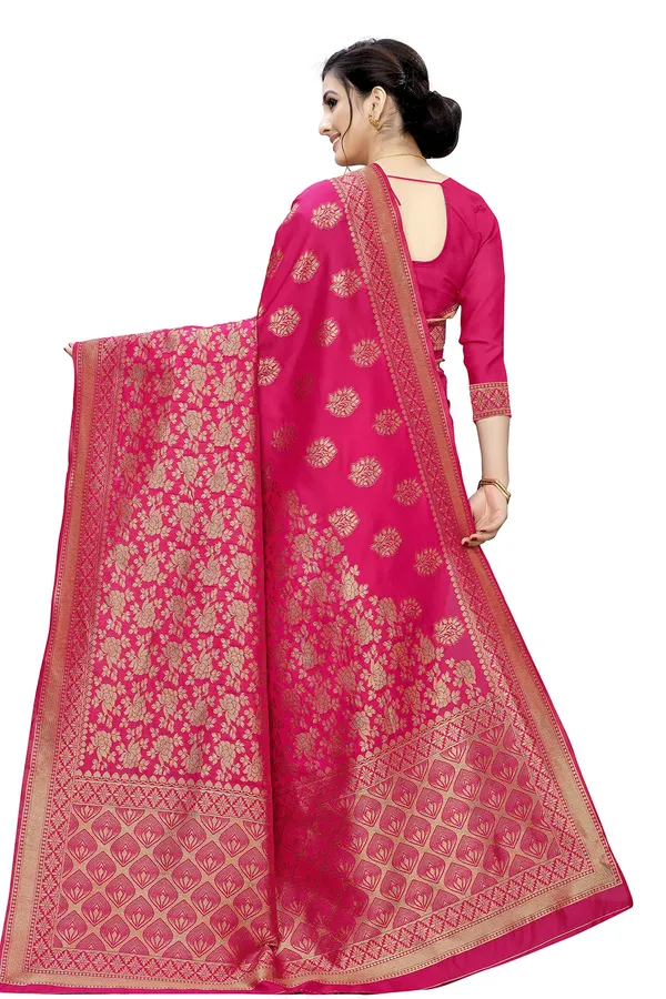 Pink_Silk_Jacquard_Premium_&_Elegant_(_Jacquard_)_Banarasi_Saree_With_Blouse_Piece_For_Women