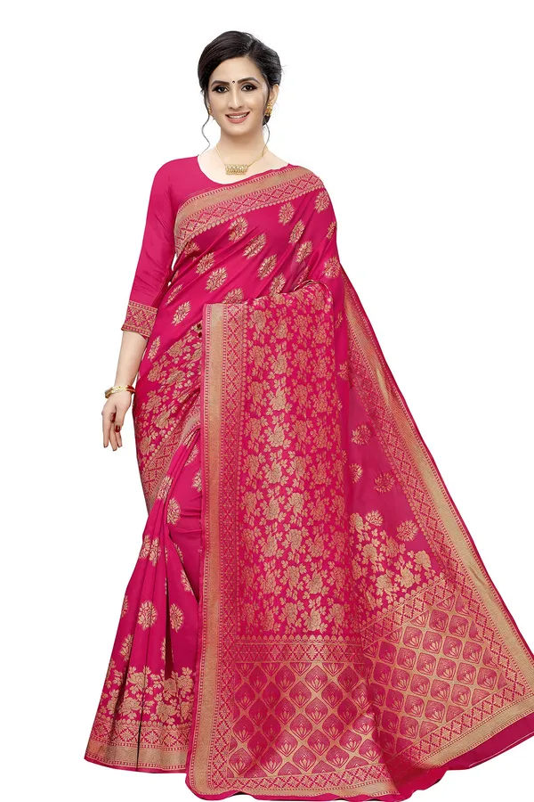 Pink_Silk_Jacquard_Premium_&_Elegant_(_Jacquard_)_Banarasi_Saree_With_Blouse_Piece_For_Women