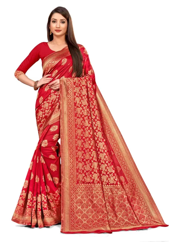 Red_Silk___Premium_&_Elegant_Banarasi_Kanjivaram_Saree_With_Blouse_Piece_For_Women
