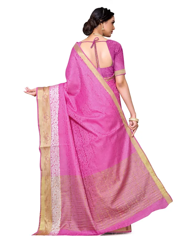 Pink_Cotton_Silk_Premium_&_Elegant_Banarasi_Saree_With_Blouse_Piece_For_Women
