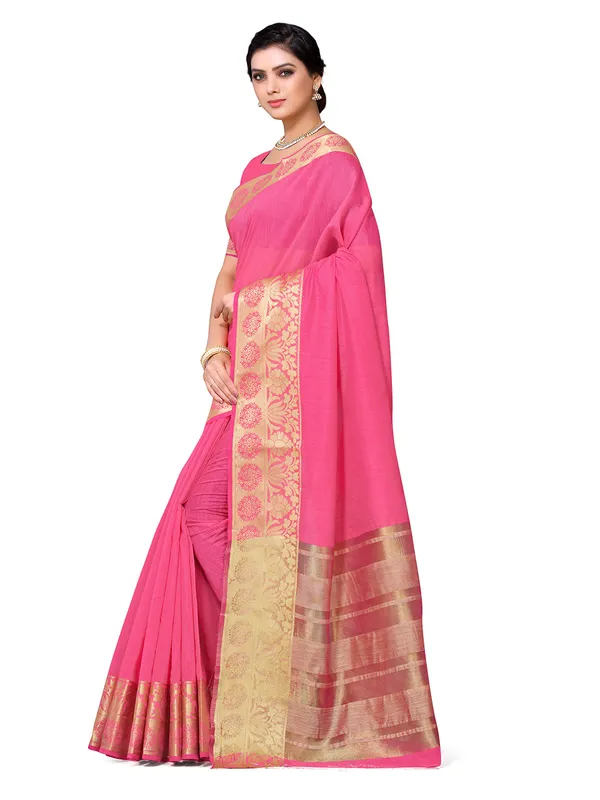 Light_Pink_Cotton_Silk_Premium_&_Elegant_Banarasi_Saree_With_Blouse_Piece_For_Women