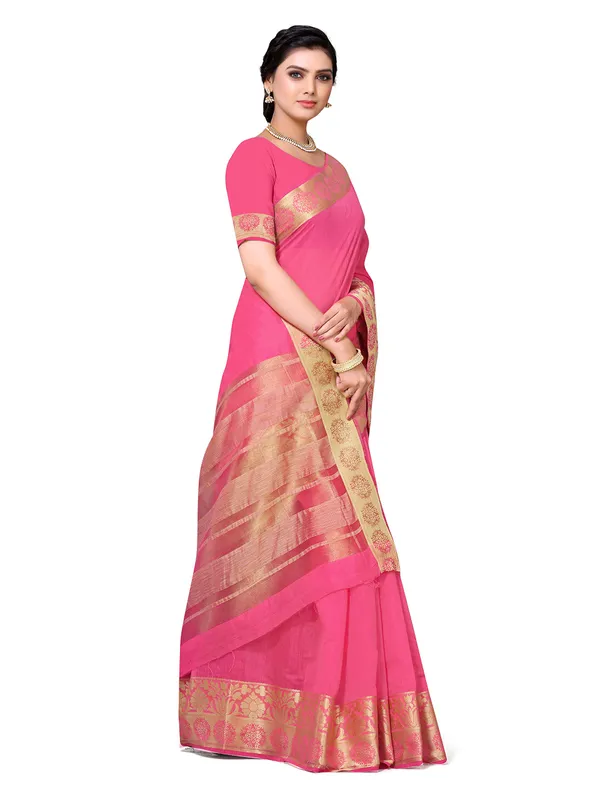 Light_Pink_Cotton_Silk_Premium_&_Elegant_Banarasi_Saree_With_Blouse_Piece_For_Women