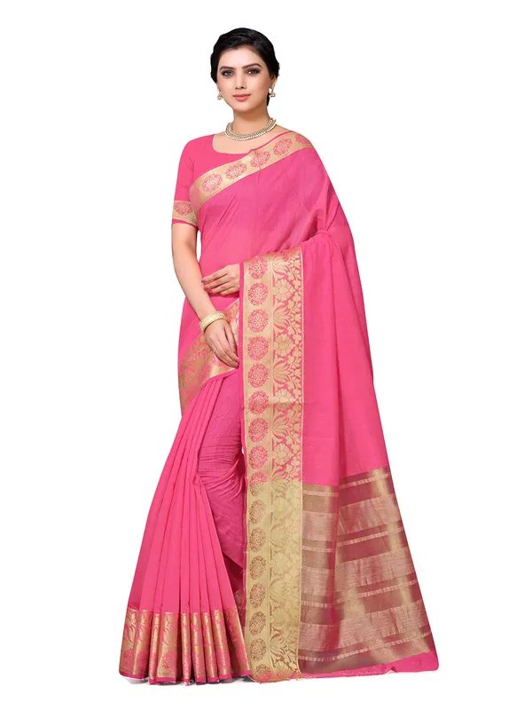 Light_Pink_Cotton_Silk_Premium_&_Elegant_Banarasi_Saree_With_Blouse_Piece_For_Women