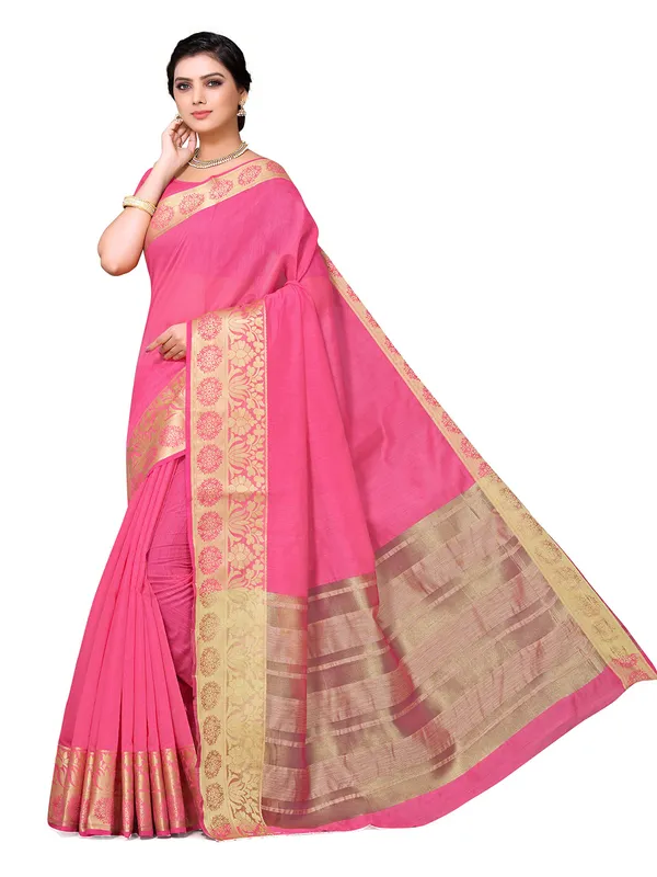 Light_Pink_Cotton_Silk_Premium_&_Elegant_Banarasi_Saree_With_Blouse_Piece_For_Women