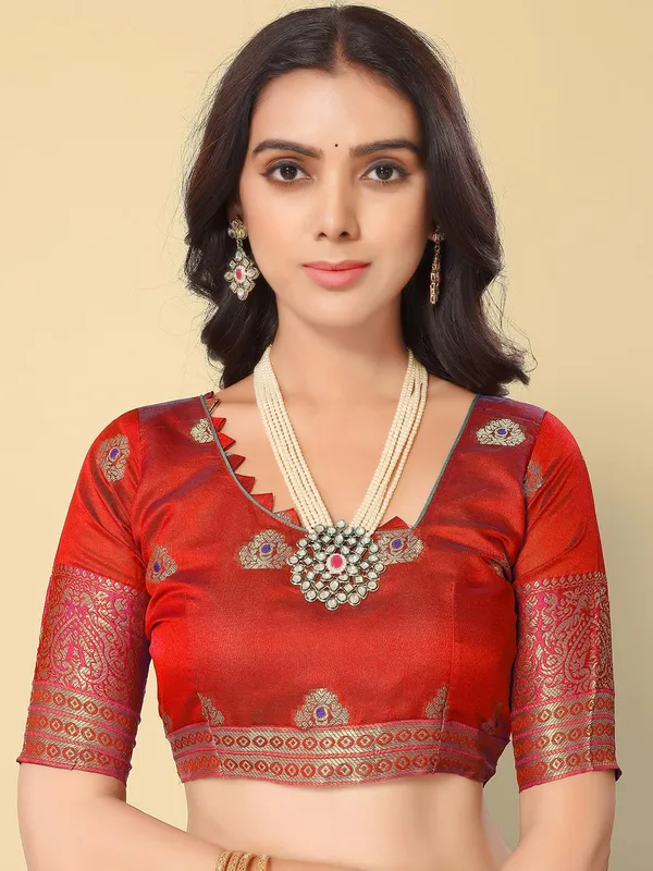 Navy_Blue_Cotton_Silk_Premium_&_Elegant_(_Zari_Ethnic_Motifs_)_Maheshwari_Saree_With_Blouse_Piece_For_Women