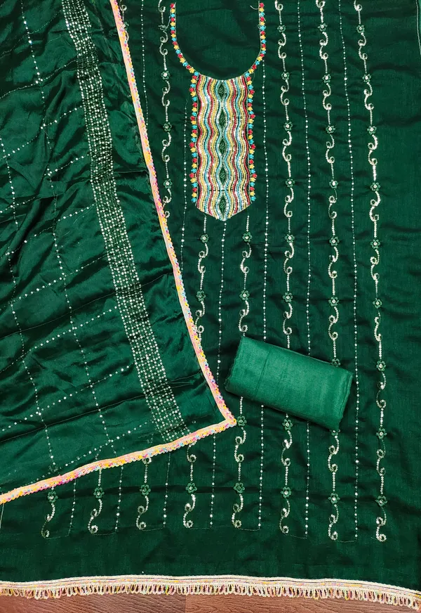 Green_Vichitra_Silk_Salwar_Suit_Dress_Material_With_Multicolor_Thread_&_Sequin_Work