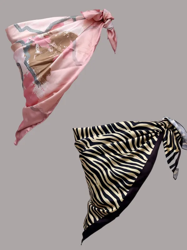 Baby_Pink_&_Golden_Black_Polyester_Satin_Silk_Premium_&_Elegant_Digital_Printed_Square_Scarf_For_Women_(Pack_Of_2)