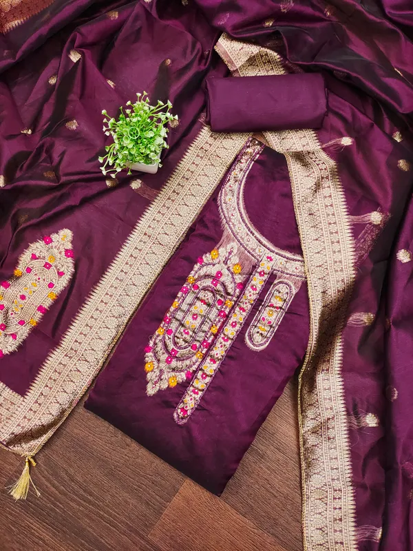 Purple_Banarasi_Silk_Jacquard_Salwar_Suit_Dress_Material_With_Zardosi_Handwork_&_Placement_Woven_Dupatta_Unstitched