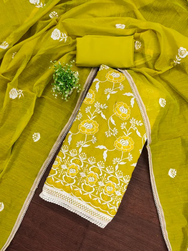 Light_Green_Chanderi_Cotton_Salwar_Suit_Dress_Material_With_Rose_Thread_Work_&_Embroidered_Dupatta_Unstitched