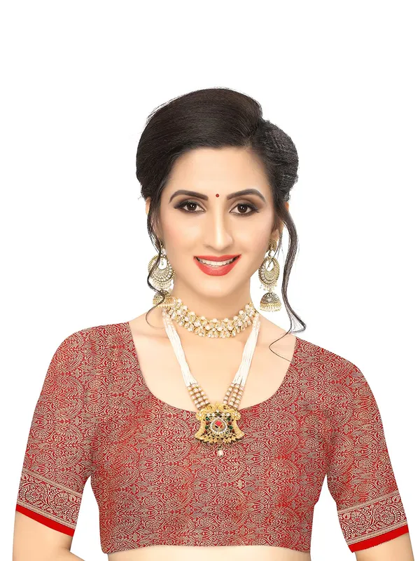 White_&_Red_Silk___Premium_&_Elegant_Saree_Saree_With_Blouse_Piece_For_Women