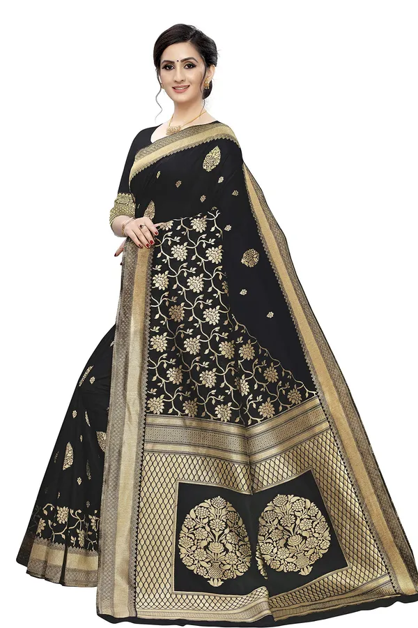 Black_Jacquard_Premium_&_Elegant_Banarasi_Saree_With_Blouse_Piece_For_Women