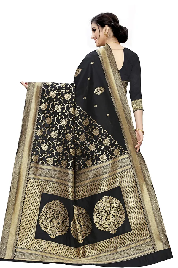 Black_Jacquard_Premium_&_Elegant_Banarasi_Saree_With_Blouse_Piece_For_Women